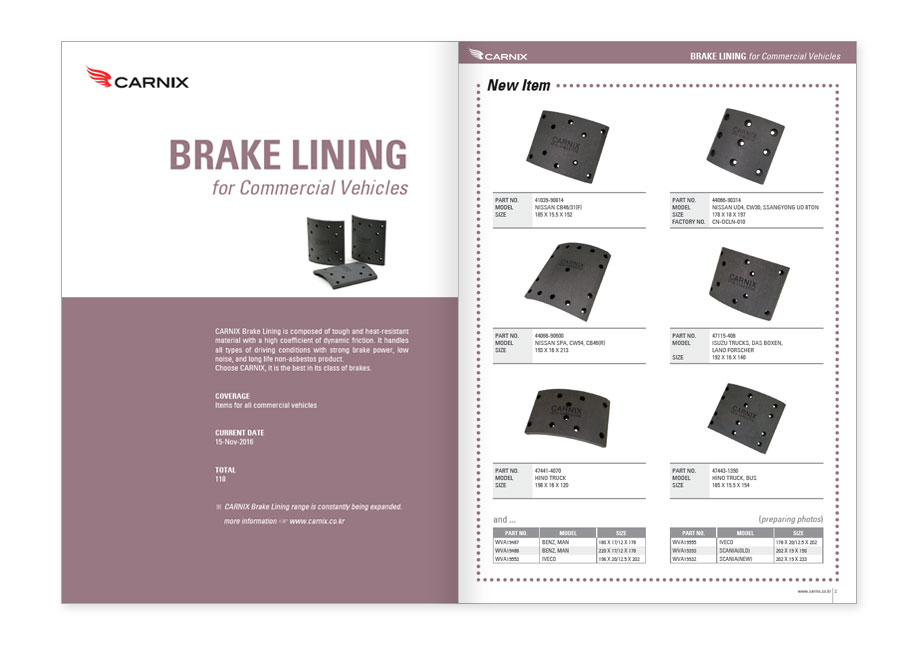 CARNIX Brake Lining Catalog